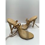Schutz Sandals Womens Size 6B Tan Vinyl Wraparound High Cloe Heels Photo 5