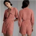 Pilcro Anthropologie  Rust Orange Stretch Linen Shorts Romper Size xxs Photo 8