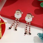 Christmas Santa Claus With Long Legs Enamel‎ Dangle Earrings Cute Party Style Red Photo 2