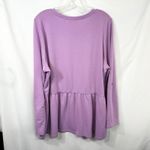 Denim & Co Plus Size 1X Top Peplum Solid Purple Long Sleeve Mature Office 1790 Photo 1