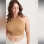 Aerie  Tan Ribbed Superchill Seamless High Neck Bra Crop Top - size XL Photo 4
