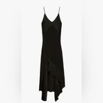 ZARA  Narciso Rodríguez Black Christmas Maxi V-Neck Silk Blend Slip Dress Sz M Photo 2