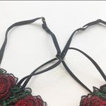 French Affairs Size Small Black Mesh Rose Appliqué Triangle Bra Photo 2