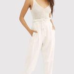 Free People Womens Pants White Margate Paperbag Pleated High Waisted Cropped XS Photo 0