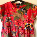 Nooworks Frida Pride Tiger Dress Stretch Cotton Bright Print Small EUC Red Photo 4