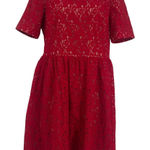 Adrianna Papell  Lace Fit Flare Dress Sz 8 Red Holiday Cocktail Christmas Party Photo 0