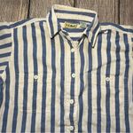 VTG 80s LL Bean Button Up Shirt Women’s M Blue White‎ Stripes Cool Weave Coastal Size M Photo 1