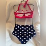 CHERRY CAT Womens Vintage Retro Polka High Waisted Underwire Bikini Swim 8 Photo 4