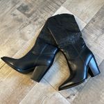 Black Faux Leather Pointed Toe Western Cowboy Boots Size 7.5 Rodeo Country NEW Photo 7