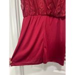 Women’s Whimsy Goth Long Sheer Embroidered Midi Romper Dress Wine Burgundy Small Red Photo 3