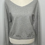 Offline cropped soft cotton blend sweatshirt. Size large. Elastic waist band. Gray Photo 0