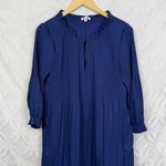 H by Halston Long Sleeve Bateau Ribbed Chiffon Navy Shift Dress Size XS Photo 3