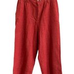 Field Gear 8 Linen Blend Wide Leg Crop Pants Orange Red Terracotta High Rise Photo 0