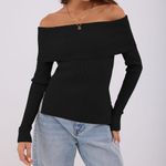 Zaful Womens Off The Shoulder Pullover Sweater Long Sleeve Ribbed Knit Top Y2K Photo 1