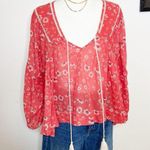 Free People  Never A Dull Moment Blouse Red Floral S Photo 1