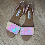 Steve Madden  Sidestep Mermaid Sequin Sandal Flat Open Toe Shoe Pink Size 8.5 Photo 5
