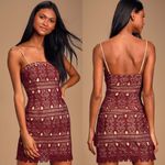 Lulus Lulu’s Adara Burgundy Crochet Lace Mini Dress Size Small Photo 2