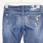 MER Dark Wash Distressed Intentionally Ripped Flare Leg Denim Jeans, Size 27 Photo 5