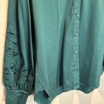Chico's Blue Green Embroidered Button Down Shirt - size 2 (US 12) Photo 3