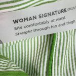 Talbots  Size 20W Green/White Striped Cropped Pants Faux Back Pockets Belt Loops Photo 13