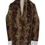V Fraas Brown Snakeskin Print Cashmink Fringed Shawl Wrap Photo 0