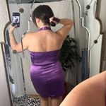 House of Harlow  Satin Square Neck Halter Set Purple Size Medium Photo 2