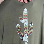 Altar'd State Altar’d State Green Saguaro Cactus Choker Keyhole Neck Flare Blouse Photo 3