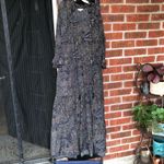 Paani Boho Black Prairie Metallic Abstract Print Tiered Maxi Flowy Dress Photo 1