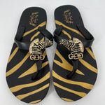 Miss Trish Splash Flip Flop Thong Sandals Black Morocco Zebra Size 8 Beach Photo 0