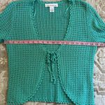 Vintage 90’s y2k turquoise crochet knit tie front cardigan sweater Green Photo 6
