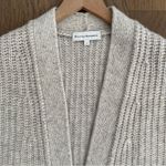 NWOT White + Warren Cashmere Air Spun Ribbed Open Cardigan in White Marl Large Gray Photo 3