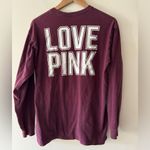 PINK - Victoria's Secret Pink by Victoria’s Secret Love Pink Burgundy Maroon Long Sleeve Pocket Tee Photo 1