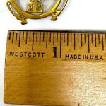 Mayan design gold tone pendant purchased in Costa Rica, on brown suede cord Photo 8