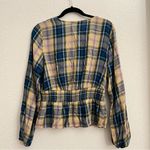EXPRESS Plaid Surplice Peplum Top Blouse NEW Size Medium Photo 4