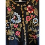 Vintage 80s Imari Granny Sweater Vest Womens M Black Crochet Flowers Boho Artsy Size M Photo 8