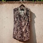 ZARA Basic Evening Leopard Print Top Black Cream Size Small Photo 1