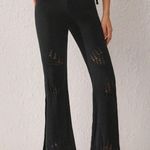 SheIn Black Distressed Flare Leg Sweater Pants Photo 3