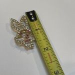 Bunny Rabbit Brooch Pin Gold Tone With Clear / Pink Prong Set Rhinestones Photo 4