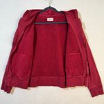 Pact Organic Cotton Red Full-Zip Worn Distressed Hoodie Sweatshirt Large Fitted Photo 4