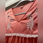 VTG Eve Lingerie Pink Chemise Nightgown With White Embroidered Floral Detail Photo 8