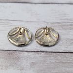 Vintage Stud Earrings For Pierced Ears Retro Gold Tone with Cream/Green Tones Photo 5