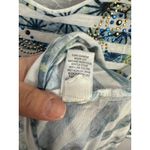 One World Beaded Top Women 1X Blue Stripe 3/4 sleeve Crochet Boho Artsy Eclectic Photo 6