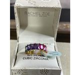 Rachel Zoe NWT Sterling Silver Size 7 ICE Rainbow CZ Eternity Band Ring Vermeil Photo 0