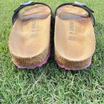 Birkenstock  Madrid Patent Black Leather and Pink Sandals Size 6 US 36 EU Narrow Photo 2