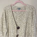 JM Collection  Tan & White 1/2-Sleeve Oversized 2-Button Sweater Cardigan, XL Photo 2