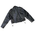 VINTAGE Black Leather Moto Jacket Size L Photo 3