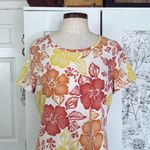 Y2k vintage hibiscus tshirt Orange Size XL Photo 2