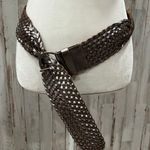 Gap  Womens Silver Metallic Leather Woven Belt Chunky Large Boho Festival Y2K Photo 0