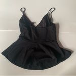 Lulus Lulu’s Black Peplum Top w/Adjustable Straps & Sheer Nylon Waist Detail Size Sm. Photo 4