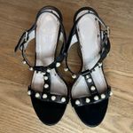 Jason Wu  Leather Polka Dot T Strap Slingback Platform Wedge Black Size 7 Photo 4